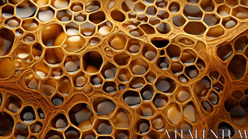 Close-up Honeycomb Cells Image in Fluid Organic Forms AI Image