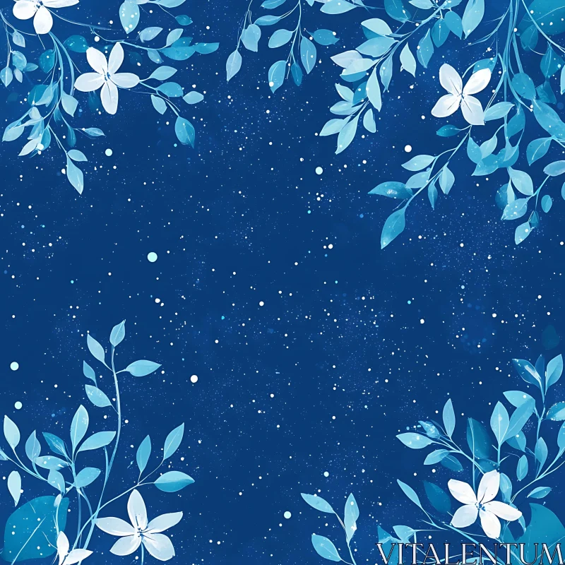 AI ART Night Sky Floral Illustration