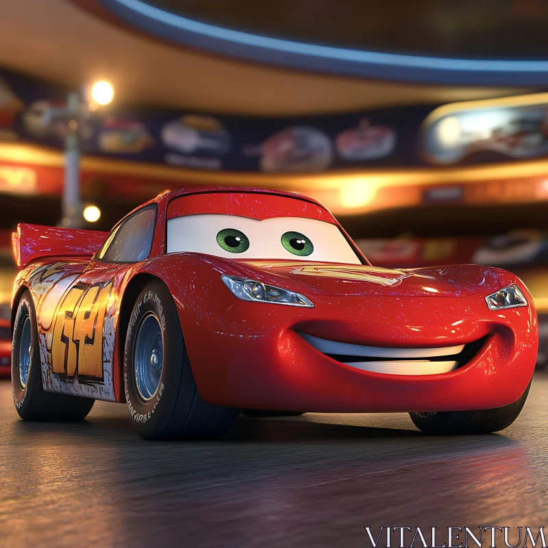 Smiling Red Race Car Character AI Image