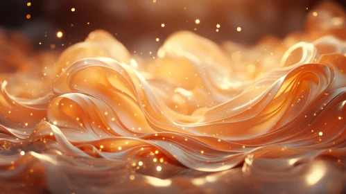 Abstract Art - Golden Swirls on Flowing Fabrics