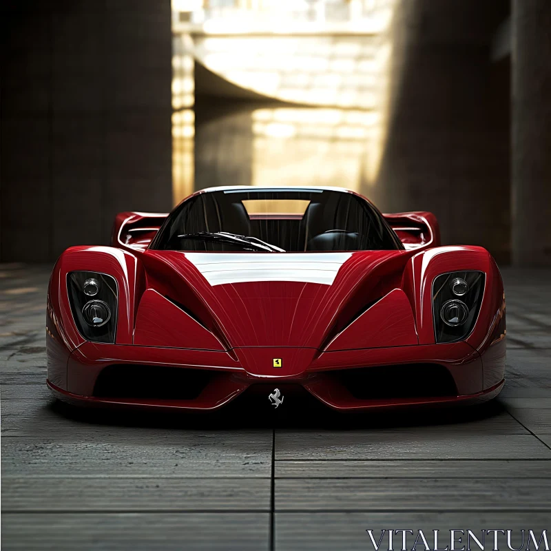 Luxury Red Sports Automobile AI Image