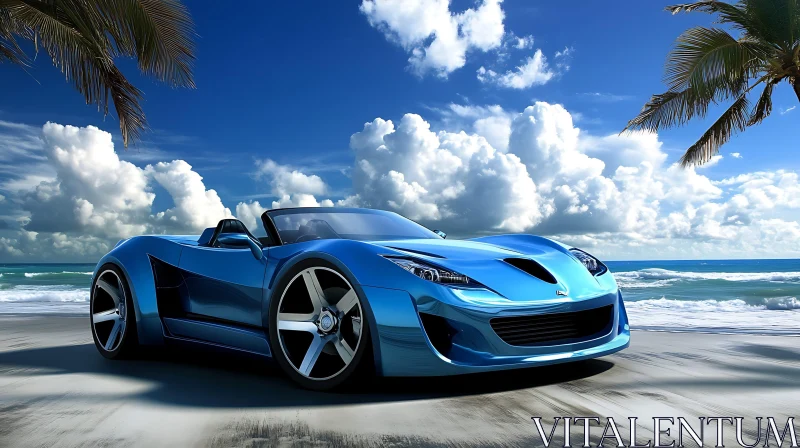 Luxury Convertible Car at Beachside AI Image