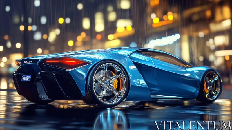 Stylish Supercar Amidst City Lights AI Image