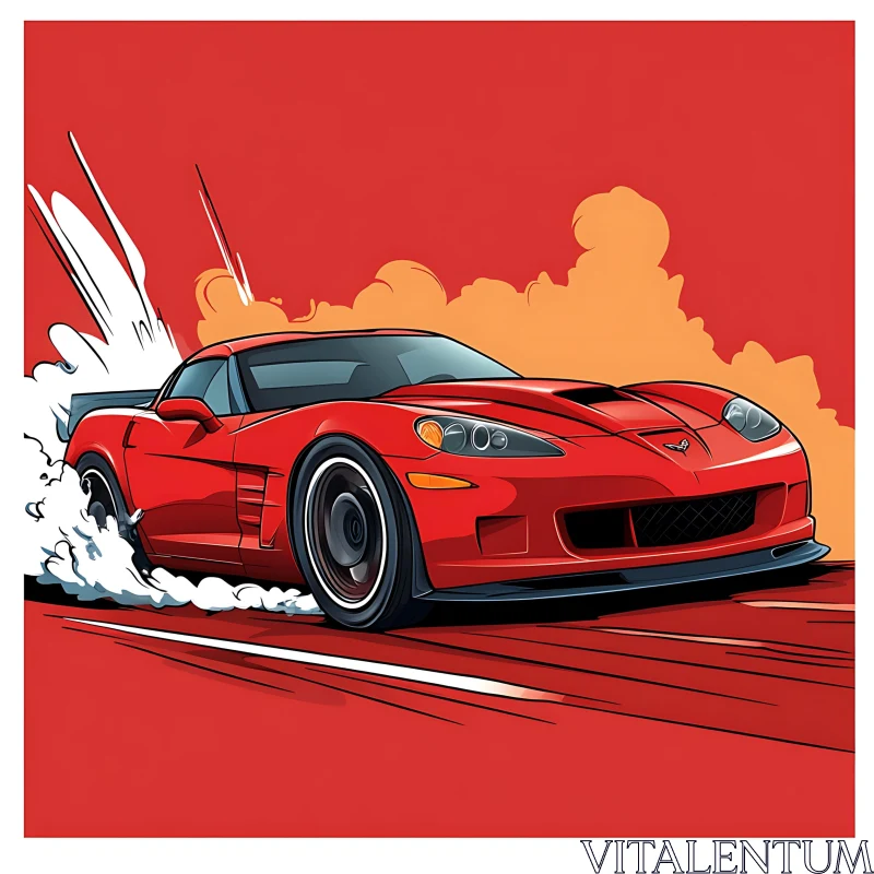 High-Performance Red Sports Car Illustration AI Image