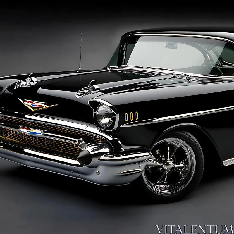 Vintage Black Car with Polished Chrome Accents AI Image