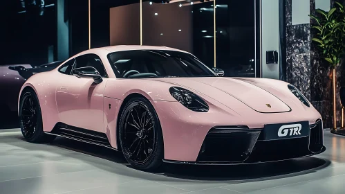 Luxurious Pink GTR Car in Showroom