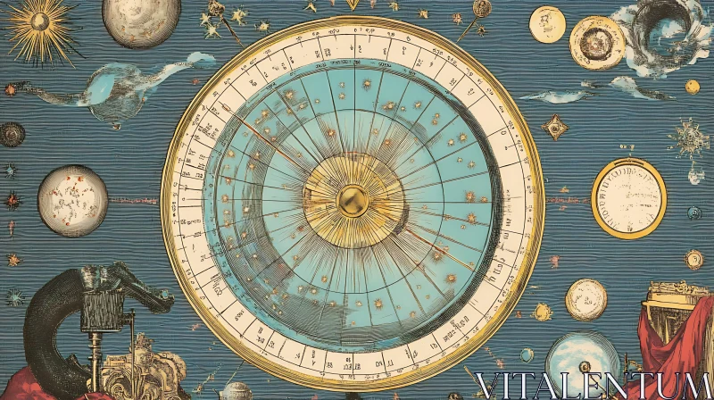 Antique Astronomy Chart AI Image