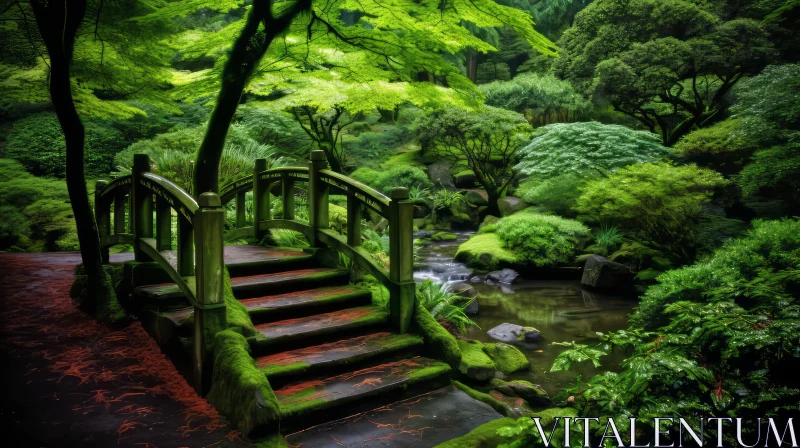 Enchanting Japanese Garden Landscape - Serenity Through Organic Formations AI Image