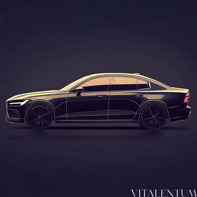 Elegant Black Car Side View - Digital Art AI Image