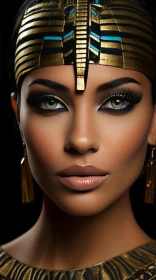 Captivating Egyptian Beauty with Gold Makeup - Photorealistic Art