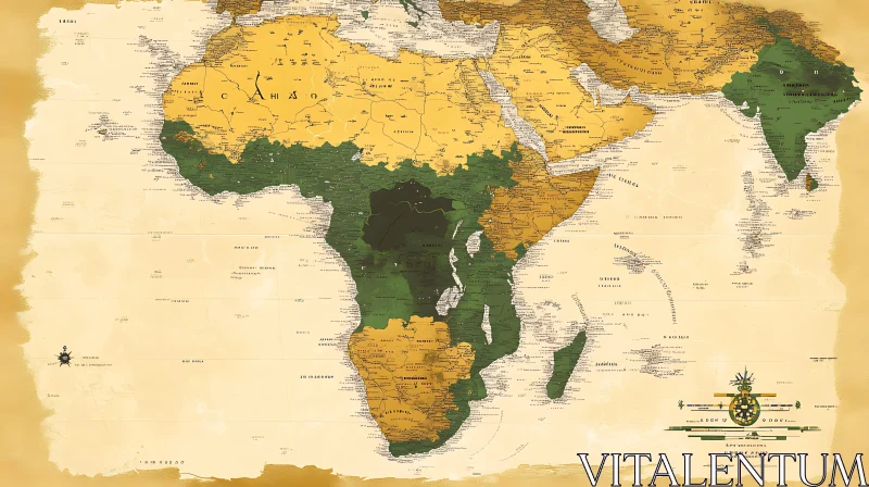 Historical African Continent Map AI Image