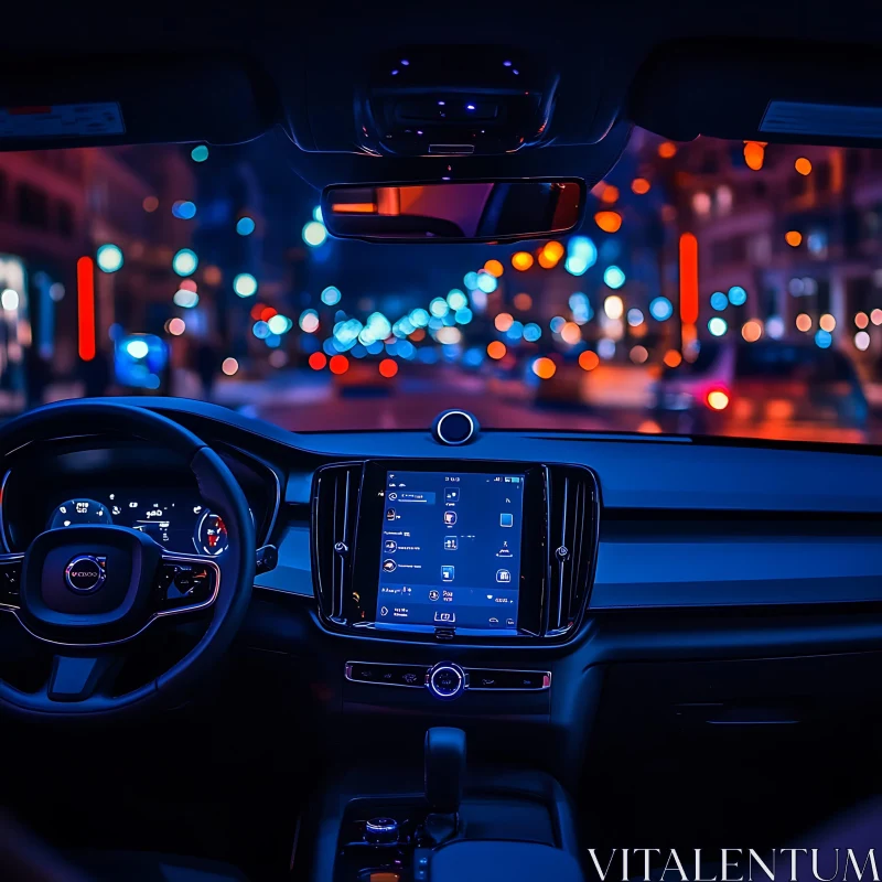 Advanced Car Interior at Night AI Image