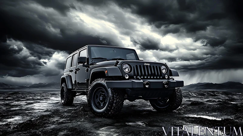 AI ART Adventurous SUV in a Stormy Setting