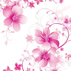 Delicate Pink Flowers on White Background