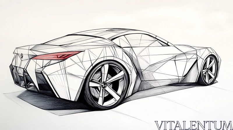 Sleek Geometric Car Design Drawing AI Image