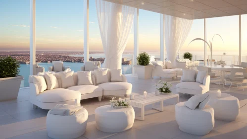 Serene White Couch in Dramatic Vistas | Sensory Experience