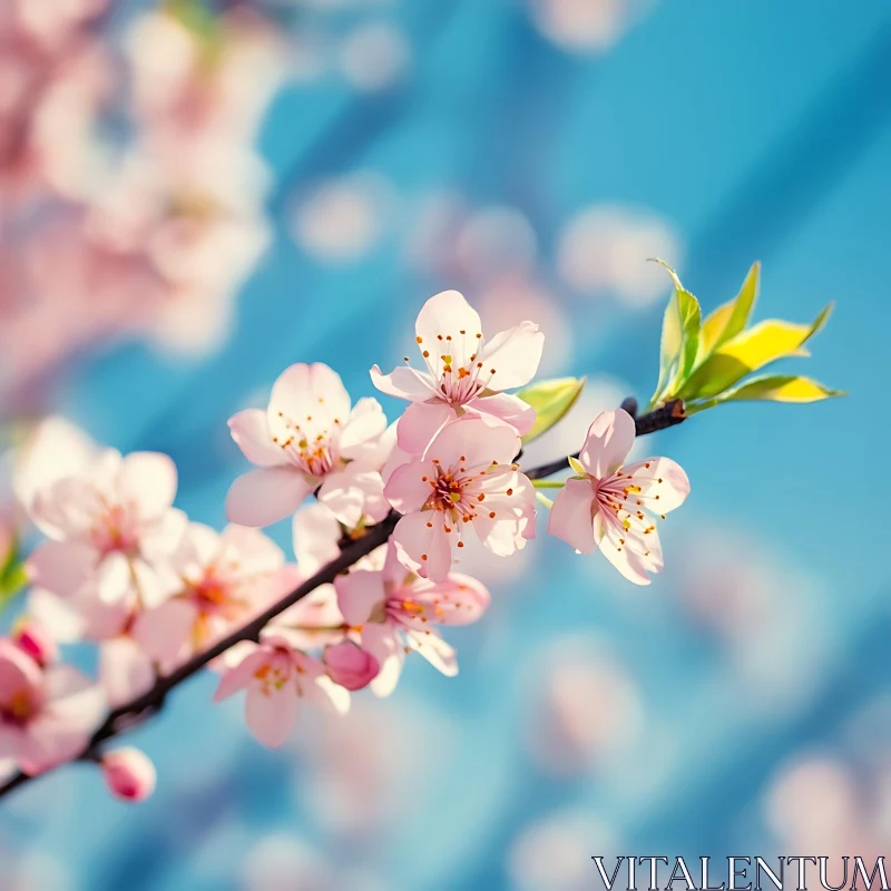 AI ART Pink Cherry Blossoms on a Spring Day