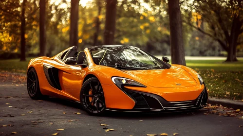 Convertible Sports Car Amidst Autumn Foliage