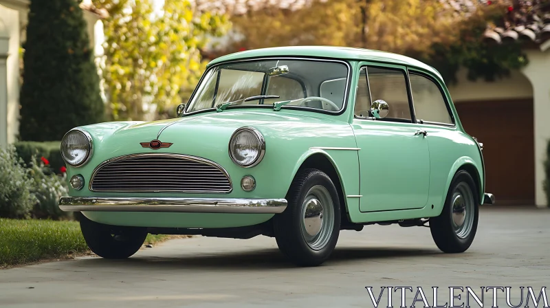 Restored Classic Mint-Green Automobile AI Image