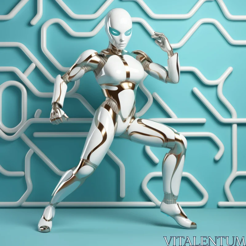 Futuristic 3D Illustration of a White Robot AI Image