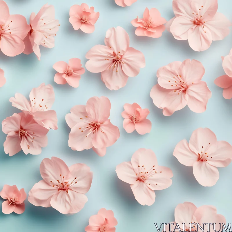 Artistic Cherry Blossom Floral Pattern AI Image