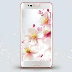 Modern Mobile with White and Pink Cherry Blossoms