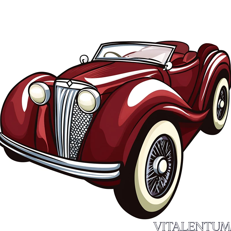 Retro Red Classic Car Drawing AI Image