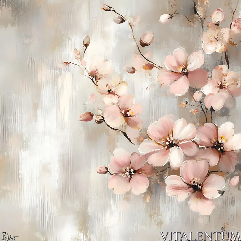 AI ART Soft Cherry Blossom Art on Light Background