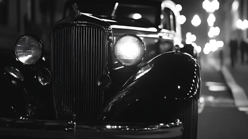 Retro Car Elegance on a Night Street