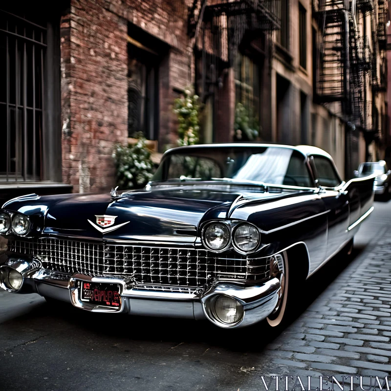 Vintage Cadillac in City Setting AI Image