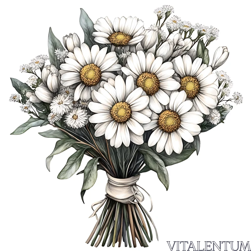 Charming Arrangement of White Daisy Flowers AI Image