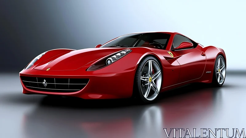 Luxury Red Sportscar with Chrome Accents AI Image