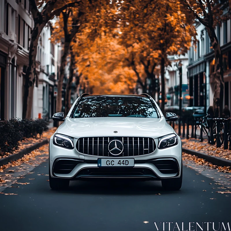 Luxury Car Amidst Autumn Leaves AI Image