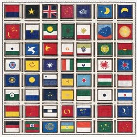 Diverse Set of Illustrated Flags in a Grid