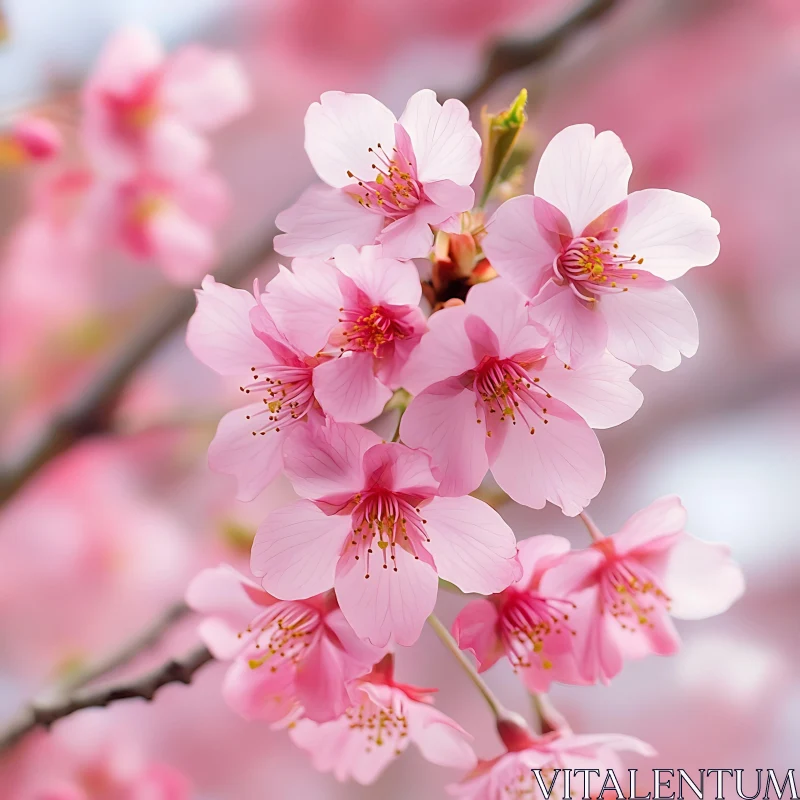 Spring Cherry Blossoms Exquisite Close-up AI Image