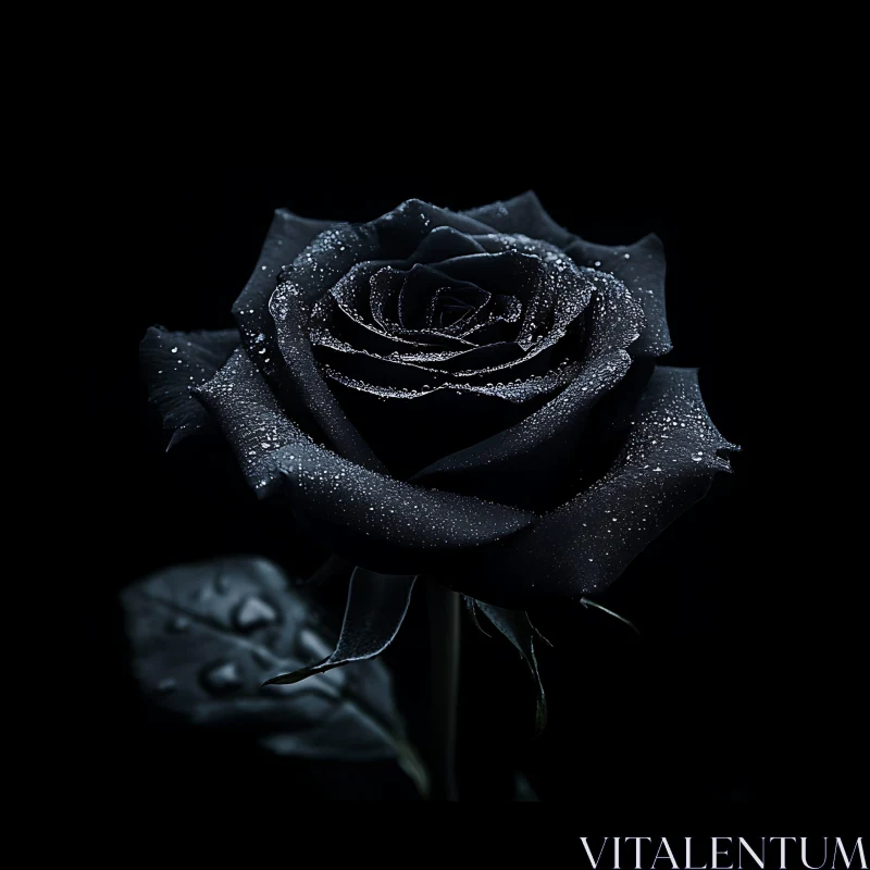 AI ART Mystical Art of a Dew-Kissed Black Rose