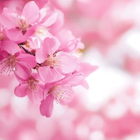 Detailed View of Pink Cherry Blossoms