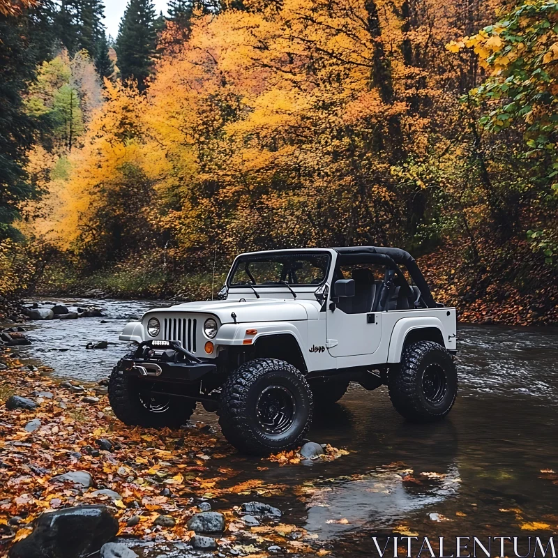 Off-Road Jeep in Autumn Landscape AI Image