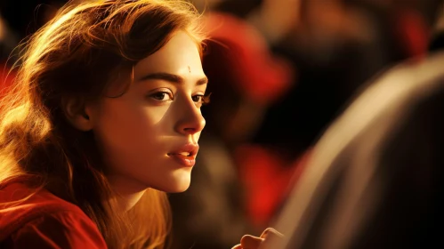 Captivating Red-Haired Woman in Golden Light