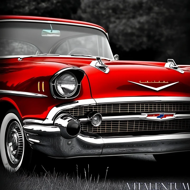 Classic Red Chevrolet Car AI Image