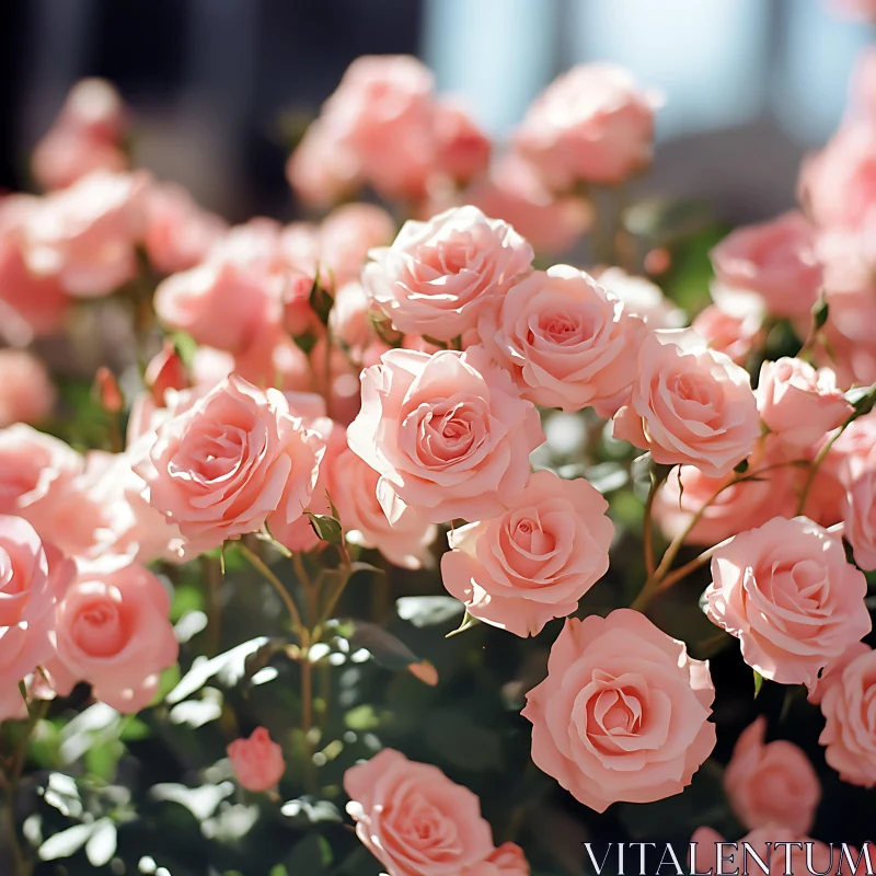 Beautiful Pink Rose Garden AI Image