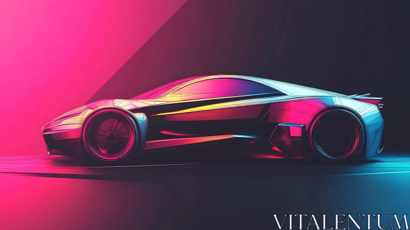 Modern Neon Lit Concept Car AI Image