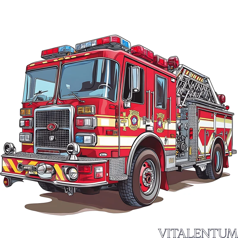 Fire Truck Illustration with Emergency Features Fire Truck Illustration with Emergency Features