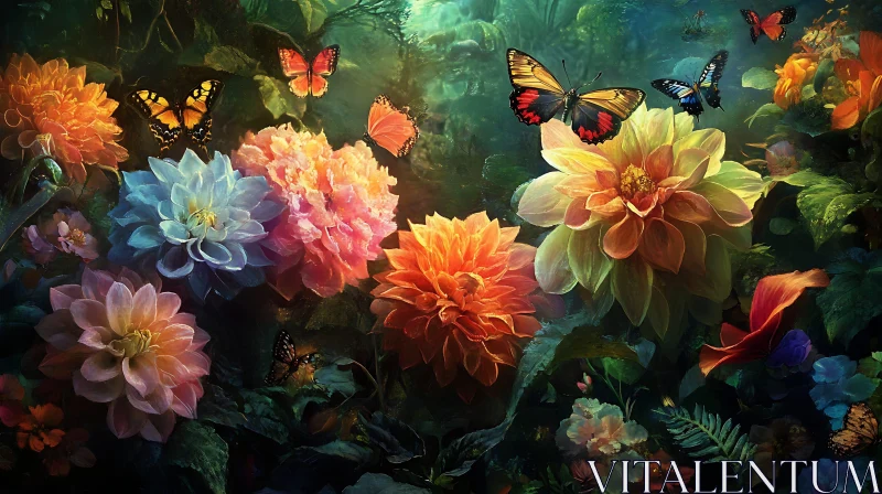 Vibrant Garden with Fluttering Butterflies Vibrant Garden with Fluttering Butterflies