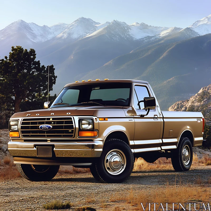Classic Ford Truck with Mountain View Classic Ford Truck with Mountain View