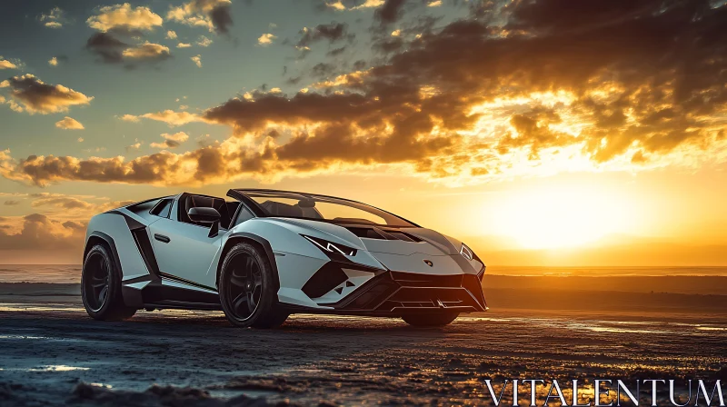 Stylish Convertible Supercar at Sunset AI Image