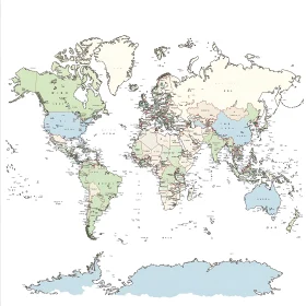 World Map with Country Names and Borders