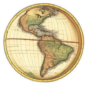 Vintage Americas Map - North and South America