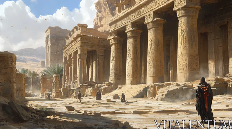 Majestic Ruins of Egyptian Temple in the Desert Majestic Ruins of Egyptian Temple in the Desert