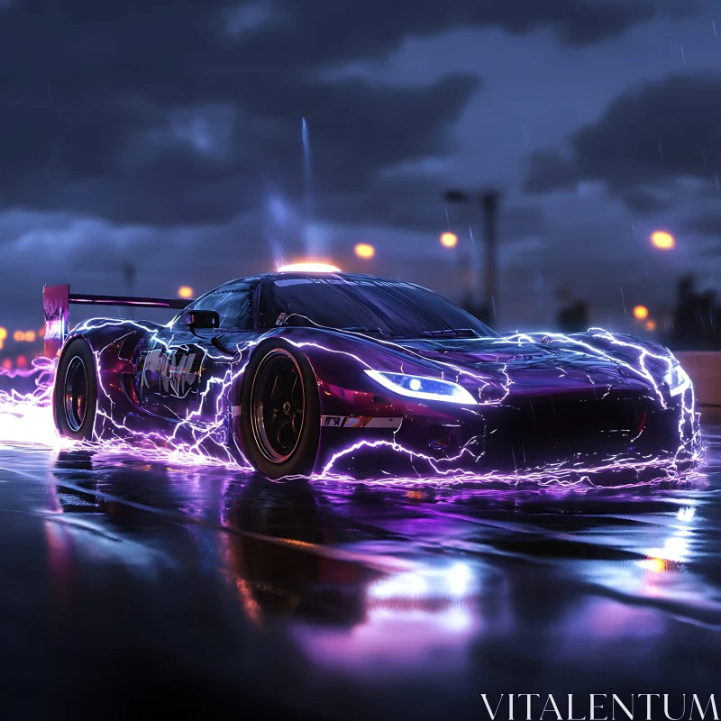 Electric Race Car with Futuristic Lightning Effects Electric Race Car with Futuristic Lightning Effects